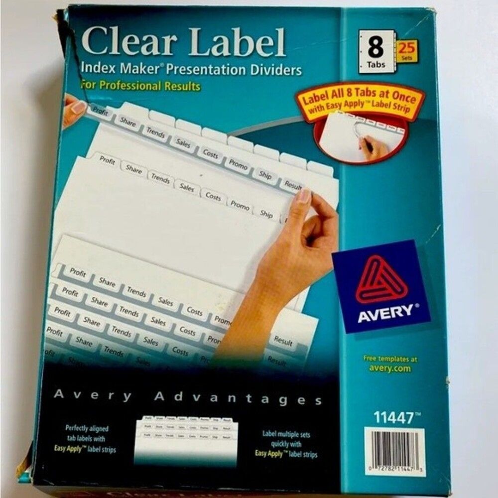 Avery Dennison Ave-11447 Index Maker Clear Label Divider - 8 X Tab Blank